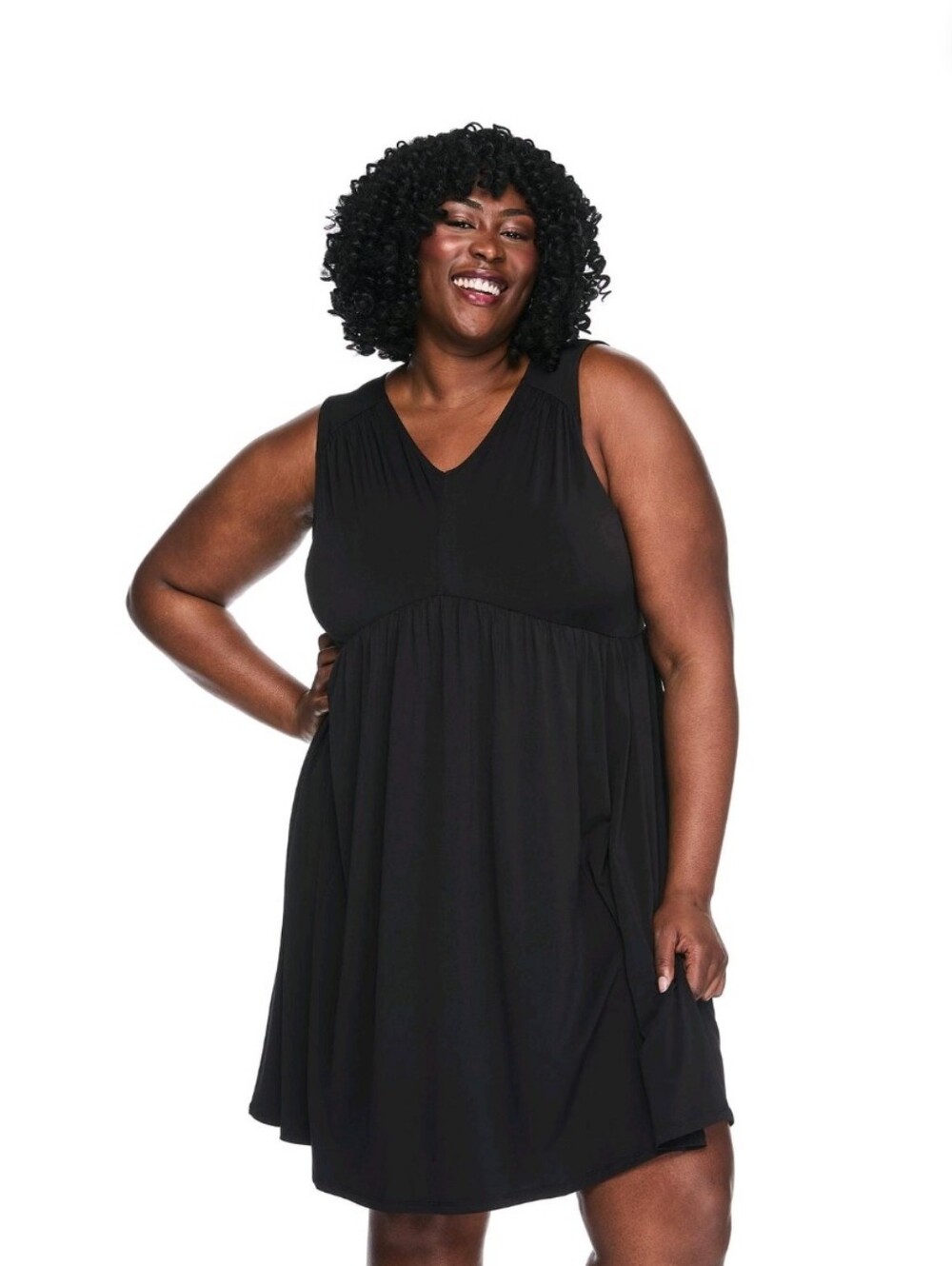 Lane Bryant Plus Size 6X Stretchy Black V-Neck Swing Dress – NWT